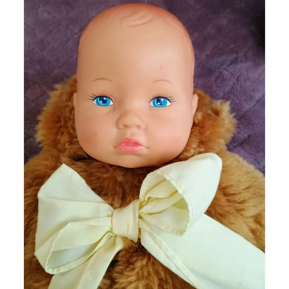1998 Anne Geddes Baby Doll Plush Teddy Bear Suit Blue Eyes 16